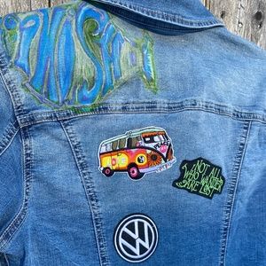 Phish custom painted jean jacket 90s VW bus patch pins